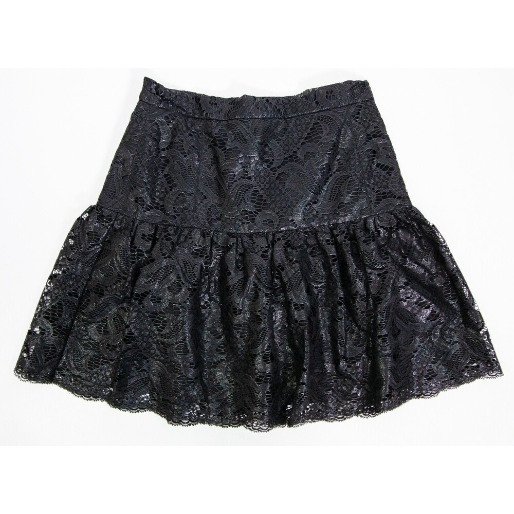 Hanley Mellon Black Lace Skirt Size 4 Womens Formal Cocktail Flare Luxury